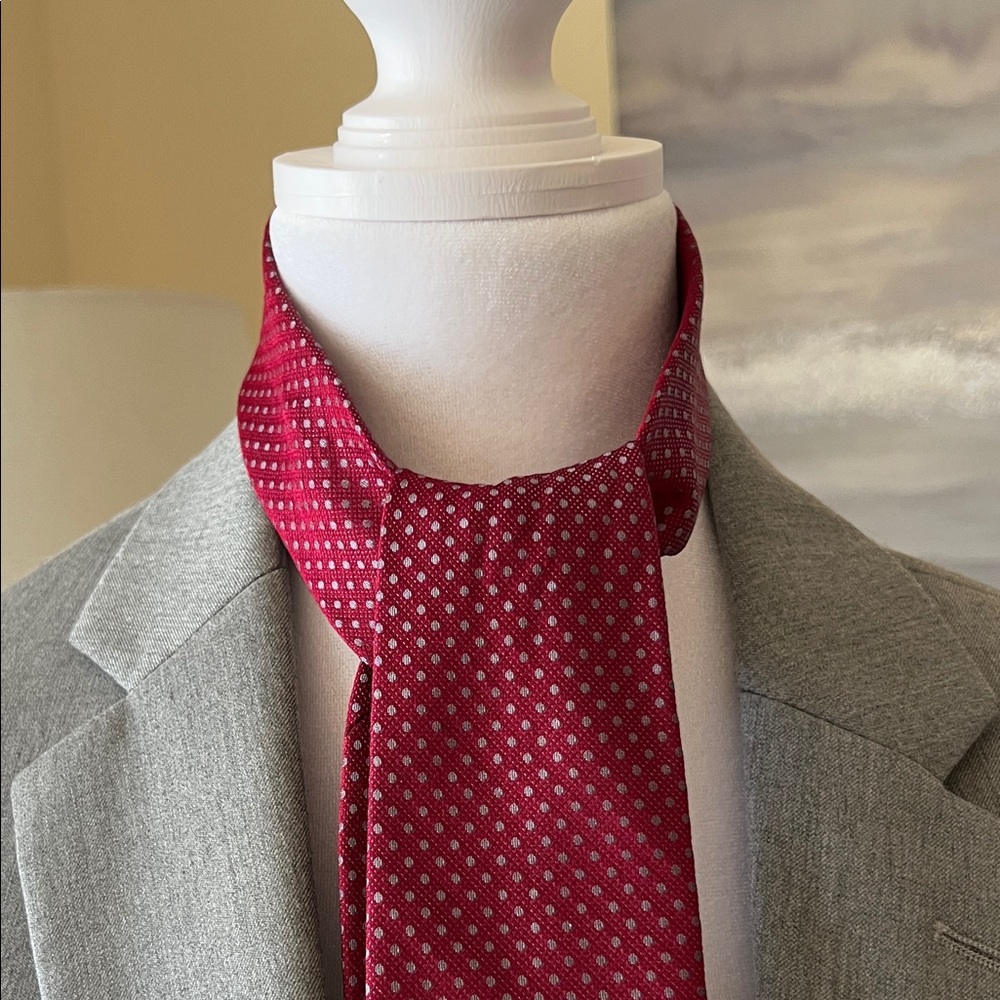 Kenneth Cole Reaction Red and Gray Dotted Neck Tie